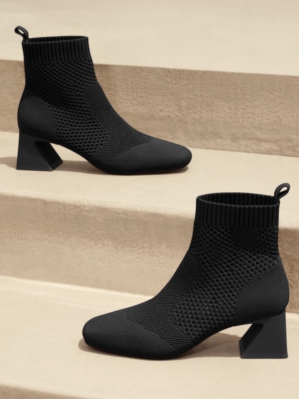 Vivaia Melissa Square-Toe Perforated Heeled Boots